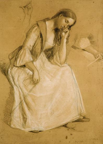 Appraisal: Charles West Cope - Study of a Seated Girl pencil