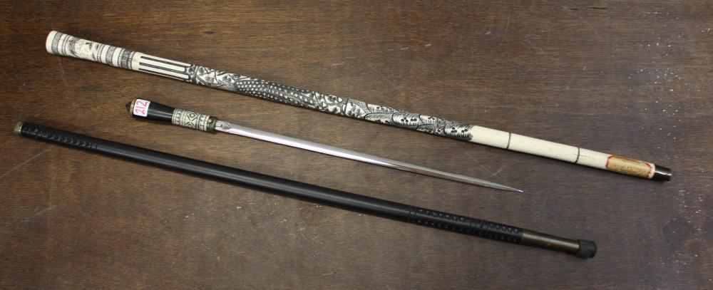 Appraisal: TWO WALKING STICKS the first has a concealed sword with