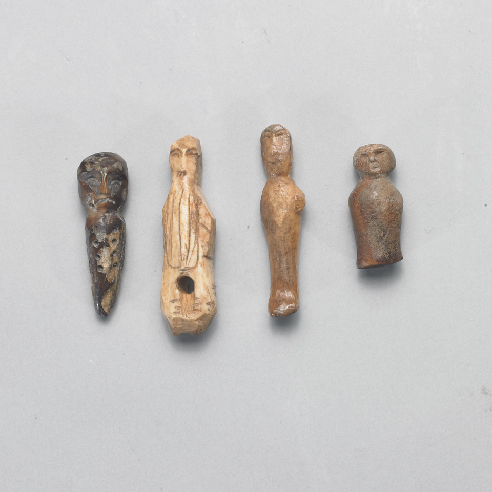 Appraisal: Unidentified FOUR ARCHAIC DOLLS ivory x x cm x cm