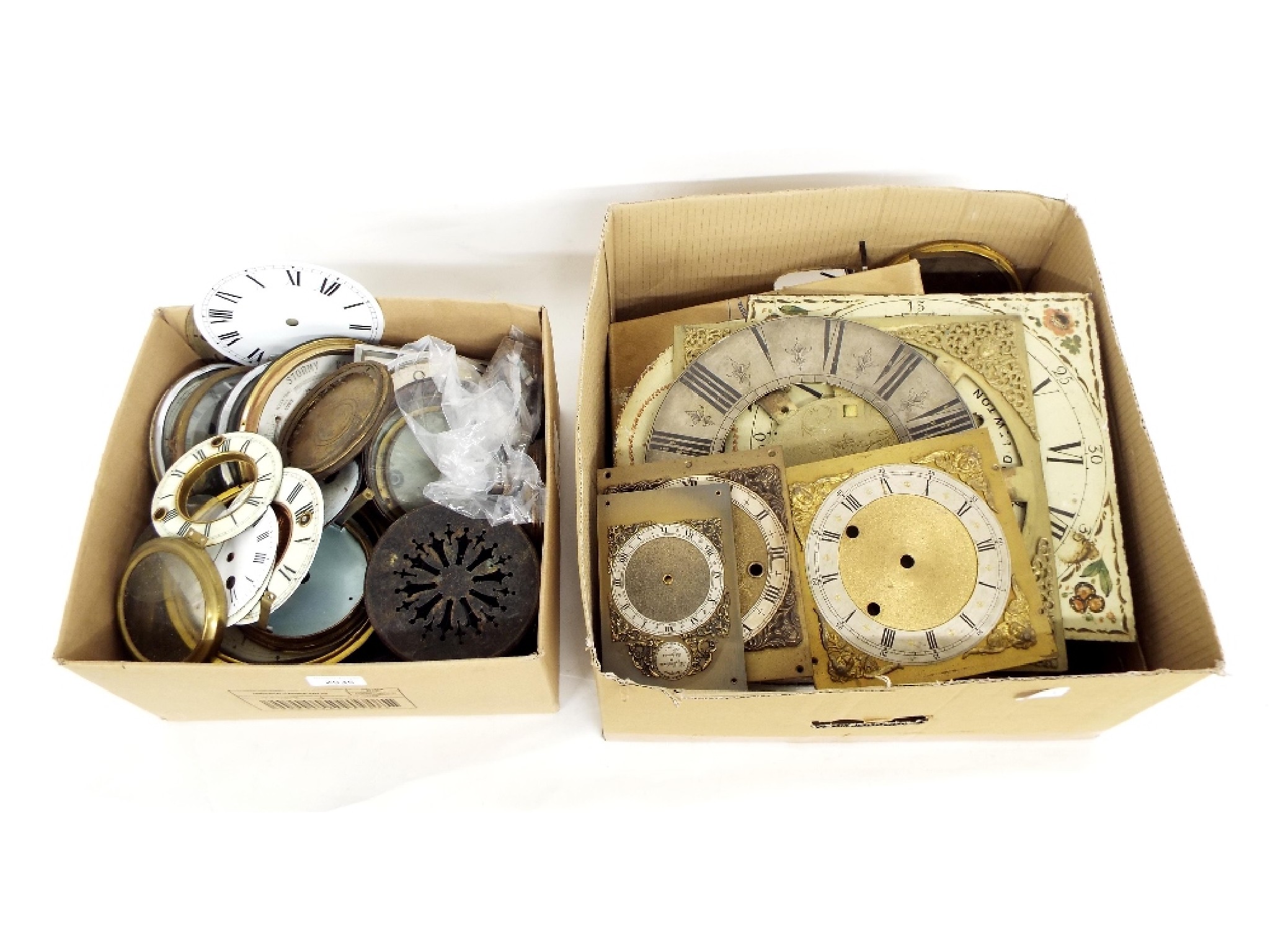 Appraisal: Large quantity of various clock dials to include mantel barometer