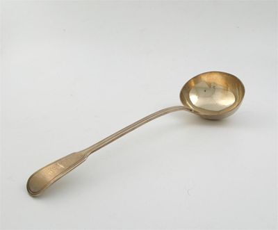 Appraisal: A Victorian fiddle and thread pattern soup ladle crested by