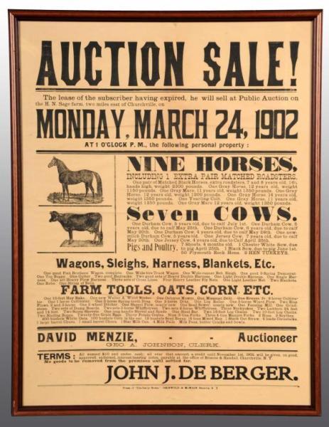 Appraisal: Lot of Auction Sale Posters Description One dated and the