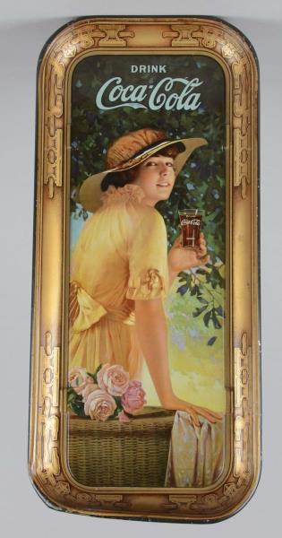 Appraisal: Coca Cola Elaine Rectangular Advertising Tray Tall tin litho serving