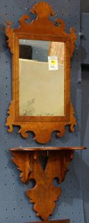 Appraisal: lot of Diminutive Chippendale mirror and later bracket shelf the