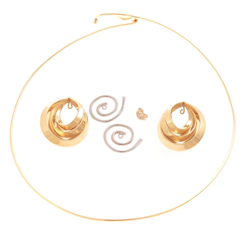 Appraisal: A Ladies K Gold Necklace Earring Jackets K yellow gold