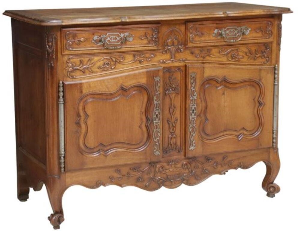 Appraisal: French Provincial Louis XV style walnut sideboard th c shaped