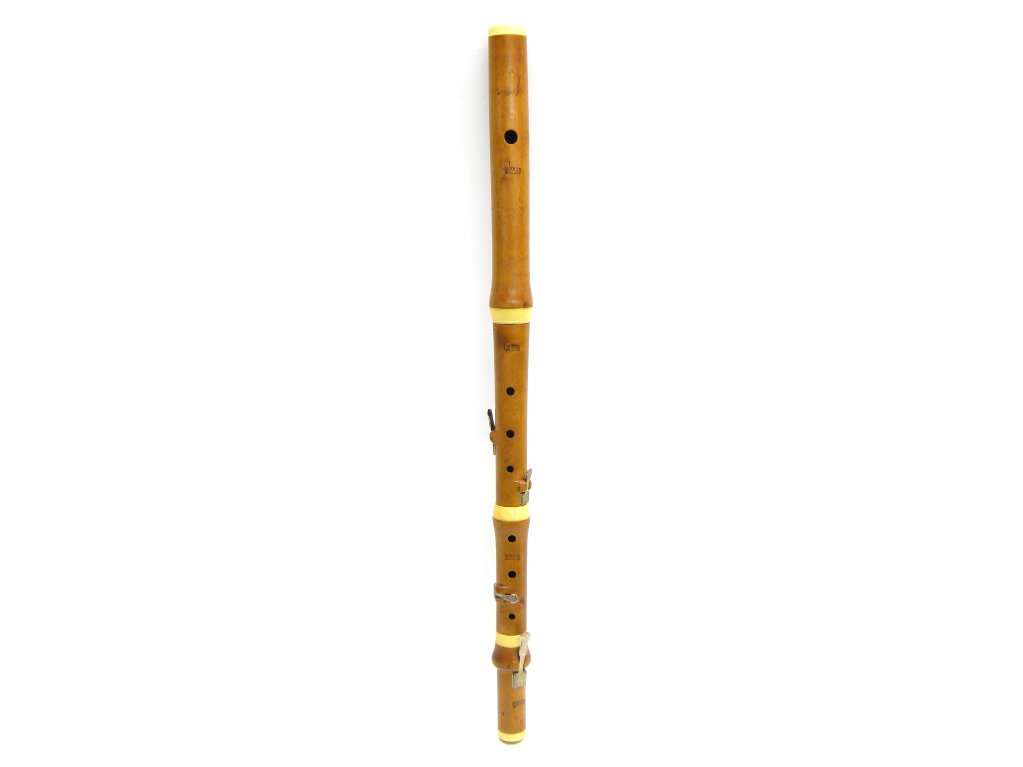 Appraisal: English boxwood and ivory mounted four keyed flute by and