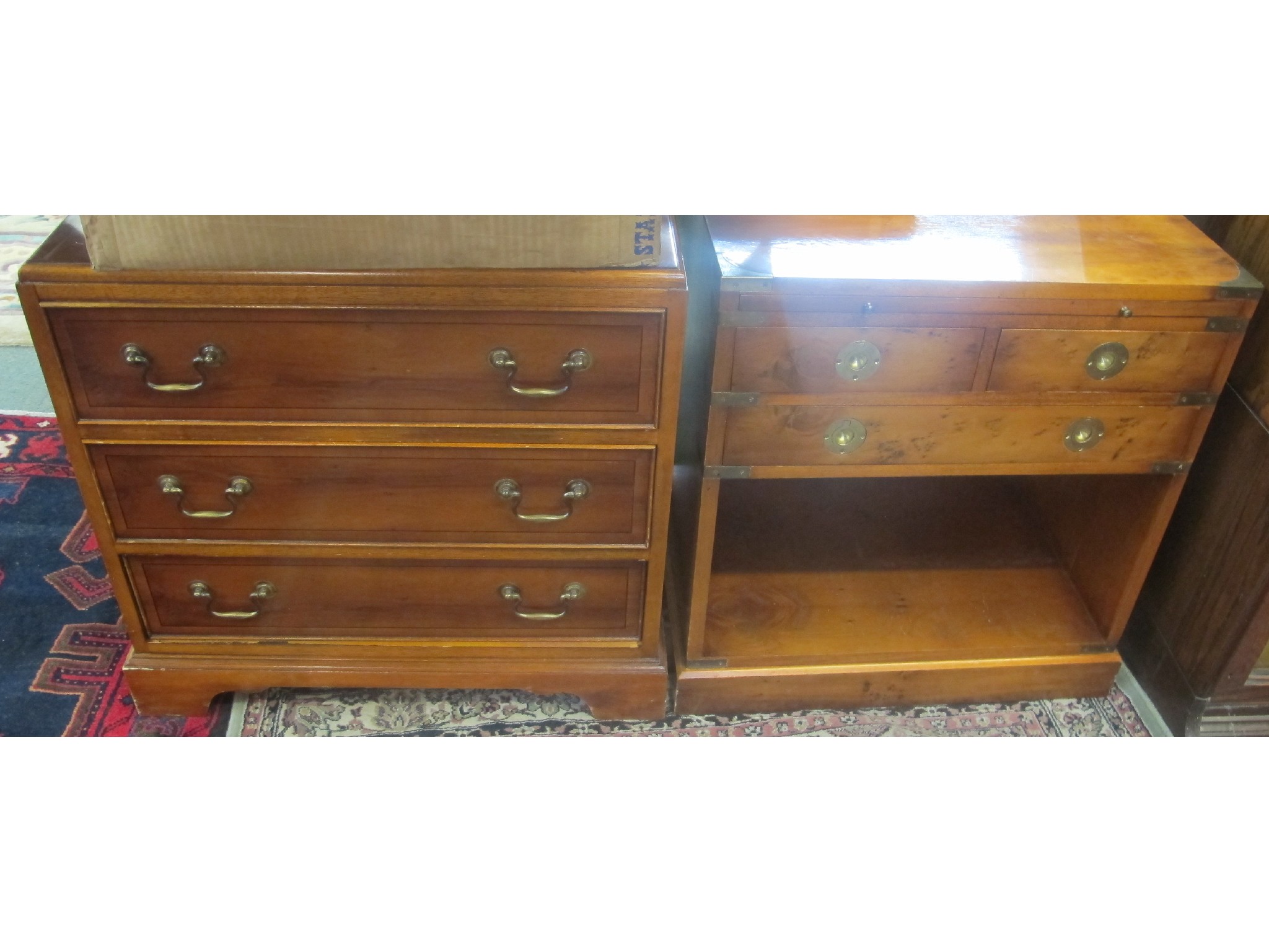 Appraisal: A brass bound bedside cabinet and another