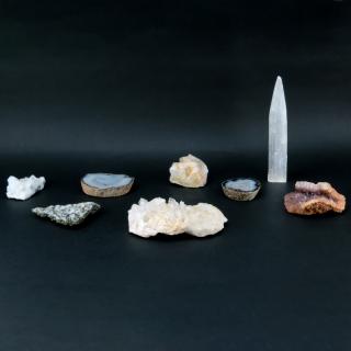 Appraisal: Grouping of Eight Assorted Quartz and Agate Geodes Grouping of