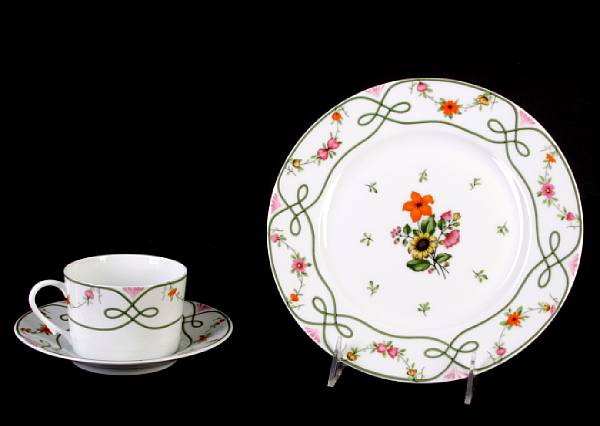 Appraisal: A Limoges Ceralene porcelain part dinner service In the 'Guirlandes'