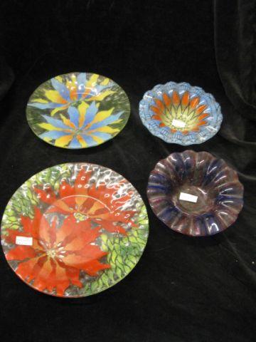 Appraisal: Art Glass Plates Bowls to excellent