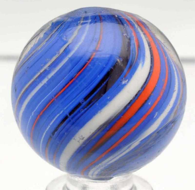 Appraisal: Large English Joseph's Coat Swirl Marble Consists of blue orange