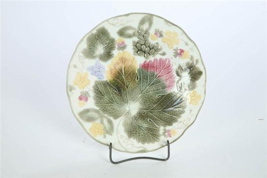 Appraisal: WEDGWOOD MAJOLICA PLATE With leaf and and floral decoration Impressed