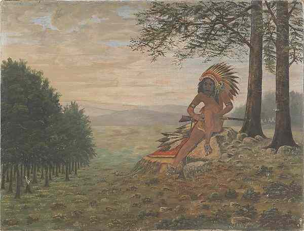 Appraisal: Oil on canvas portrait of a Native American th c