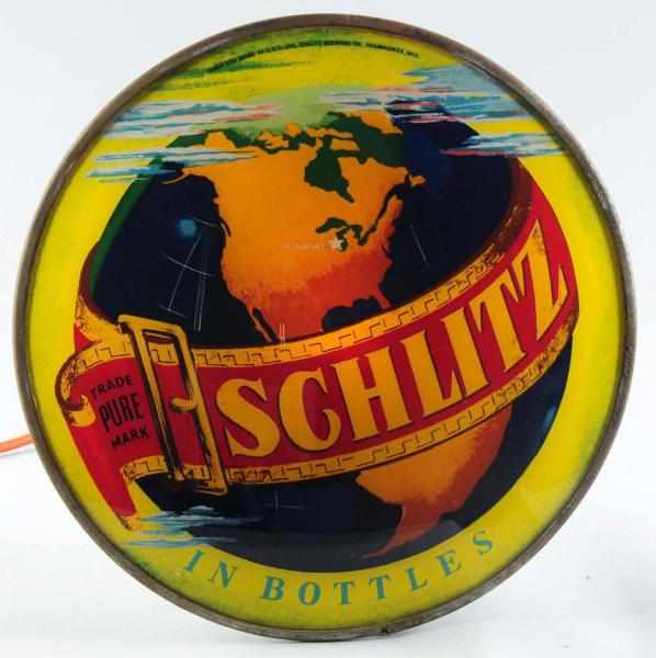 Appraisal: Schlitz Beer Reverse Glass Globe Light-Up Sign Manufactured by the