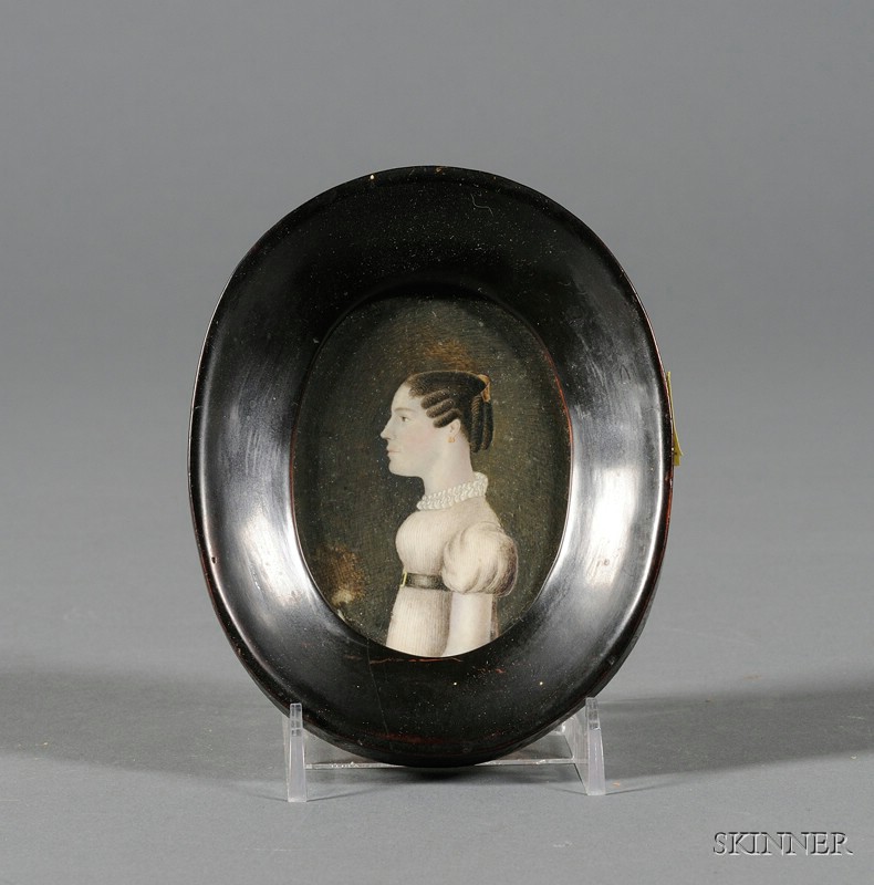 Appraisal: Continental Miniature on Ivory of a Young Lady c oval