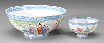 Appraisal: Two Chinese eggshell porcelain bowls one with scholars in a