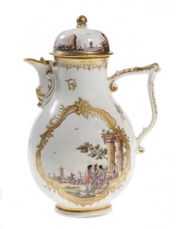 Appraisal: A MEISSEN COFFEE POT AND A COVER of baluster shape