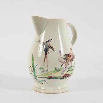 Appraisal: A Derby cider jug circa painted exotic birds and a