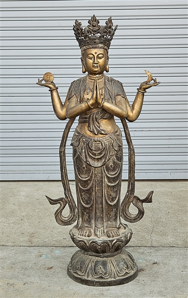 Appraisal: Chinese bronze four arm Guanyin x x approx Condition wear