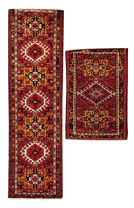 Appraisal: Persian Karajeh carpet and runner ' x ' and '