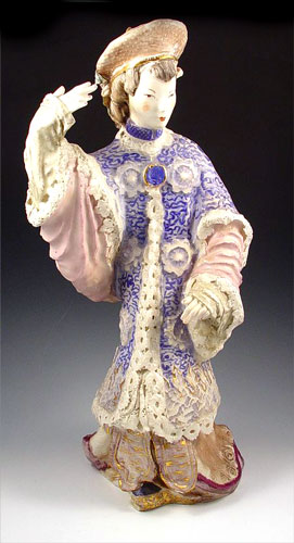 Appraisal: MONUMENTAL CYBIS PORCELAIN FIGURE Man of Asian influence ''h Signed