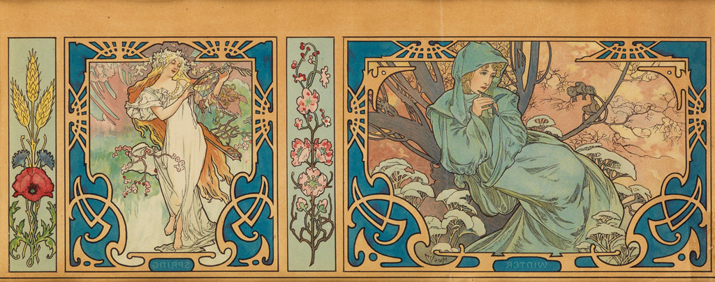 Appraisal: ALPHONSE MUCHA - TWO SEASONS Circa x inches x cm