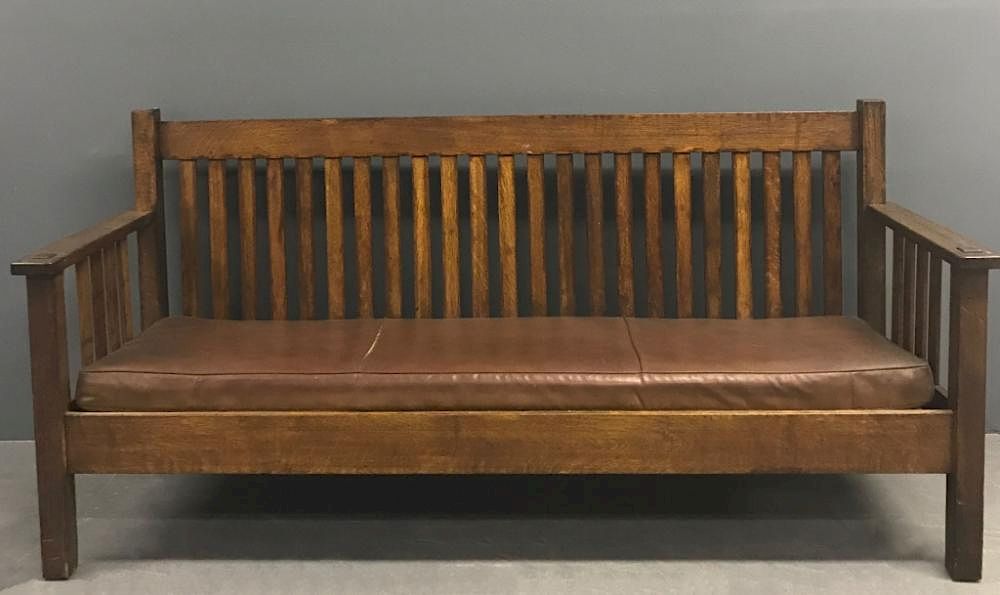 Appraisal: Stickley Brothers Mission Oak Sofa Arts Crafts Stickley Brothers Mission