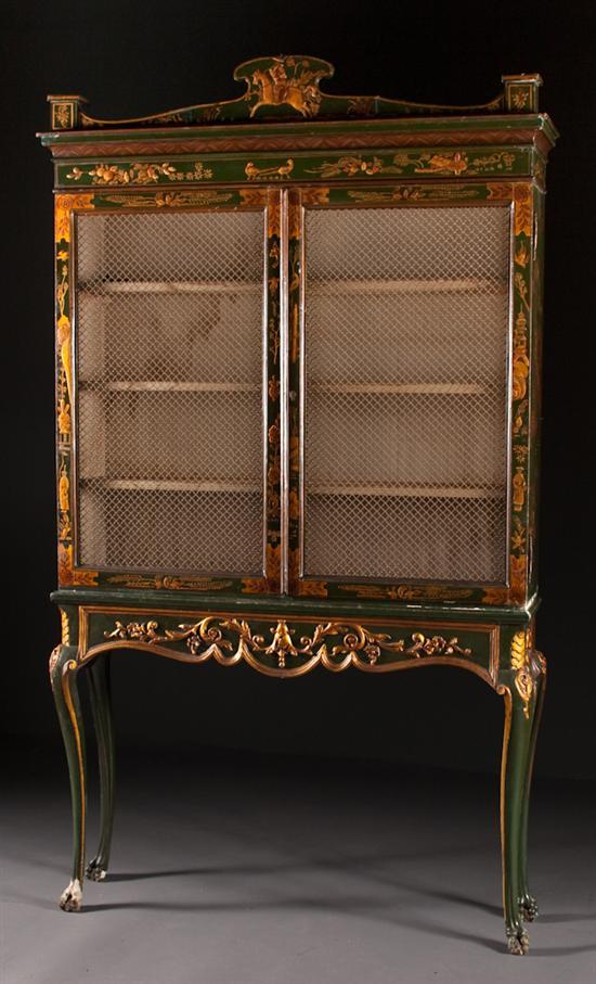 Appraisal: George III style chinoiserie decorated two-door cabinet on stand late