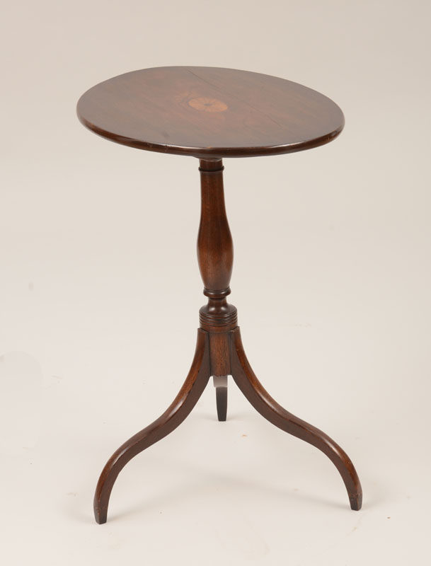 Appraisal: Federal Style Inlaid-Mahogany Oval Tilt-Top Table With oval shell medallion