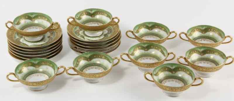 Appraisal: Set of Limoges Porcelain Bouillon Cups and Saucersmarked Theodore Haviland