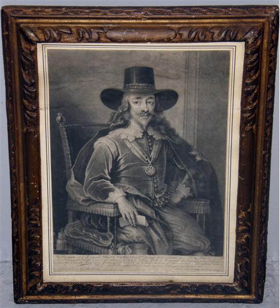 Appraisal: Black and white print of Charles I with inscription below