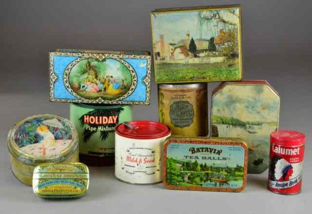 Appraisal: Antique Vintage Tin ContainersTo include various food manufacturers in various