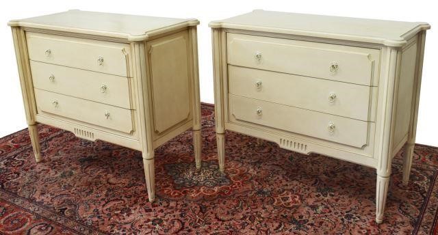 Appraisal: pair Louis XVI style painted commodes Ethan Allen Furniture late