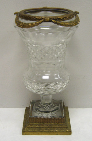 Appraisal: IRISH GILT MOUNTED CUT GLASS URN Top rim mounted with