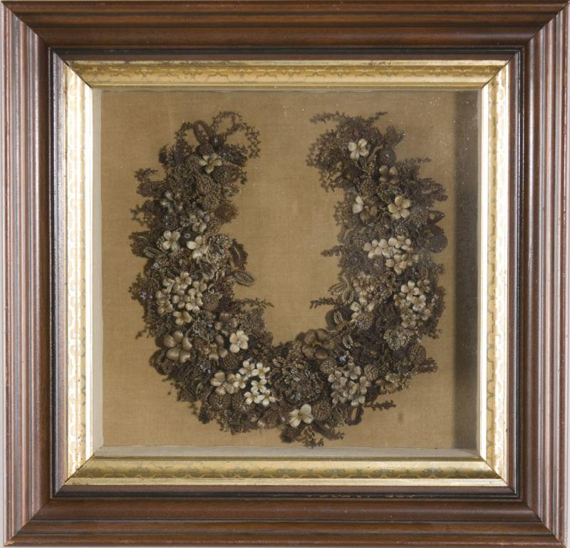 Appraisal: Exceptional Victorian Hairwork Wreath late th c housed in a