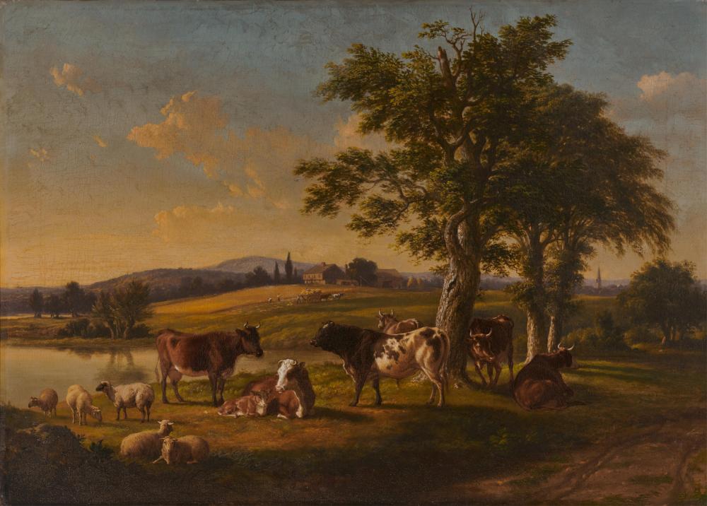 Appraisal: THOMAS HEWES HINCKLEY American - Pastoral Scene oil on canvas