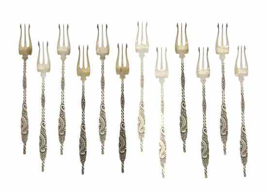 Appraisal: A Set of Twelve American Sterling Silver Seafood Forks Whiting