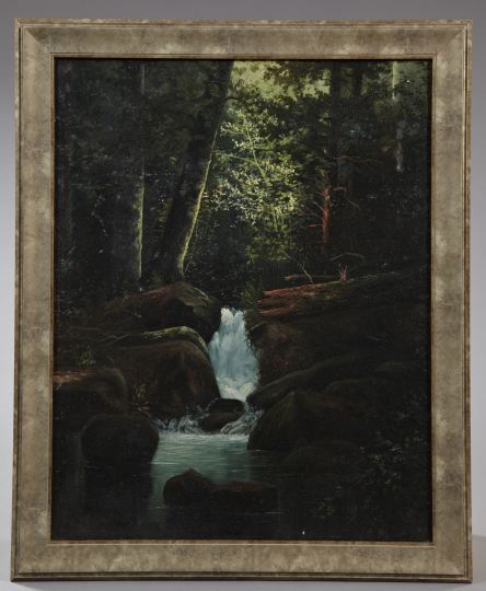 Appraisal: American School Early th Century Wooded Landscape with a Brook