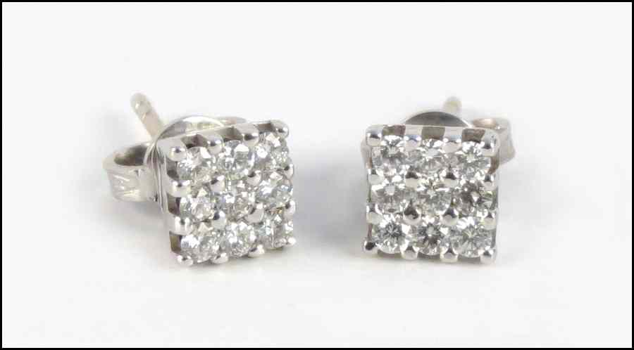 Appraisal: PAIR OF DIAMOND AND KARAT WHITE GOLD EARRINGS round diamonds