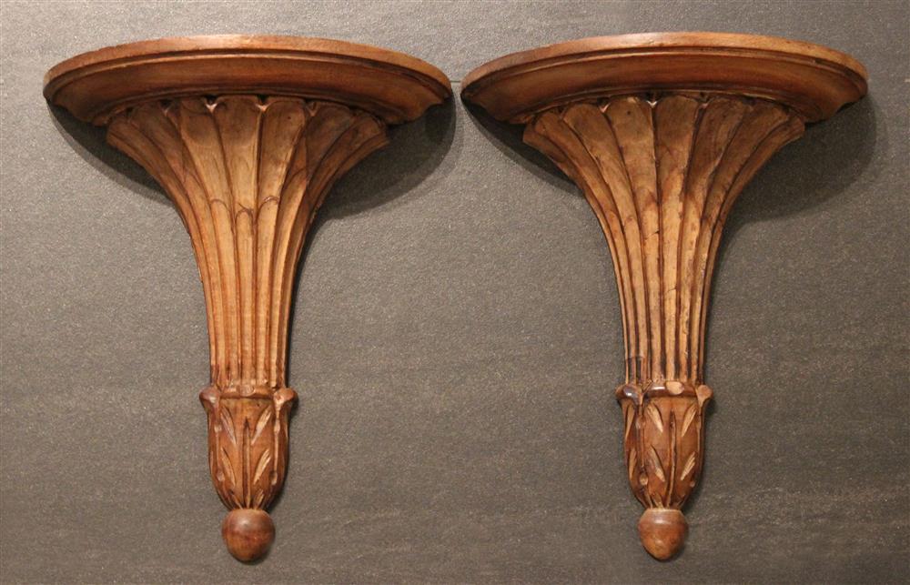 Appraisal: TWO ITALIAN WALNUT NEOCLASSIC WALL BRACKETS AND THREE OTHERS the