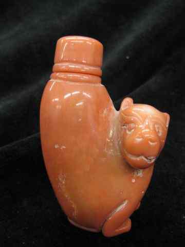 Appraisal: Chinese Snuff Bottle carved coral creature '' tall excellent