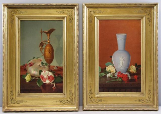 Appraisal: LEAVITT Edward Chalmers Pair of th C StillLifes Both signed