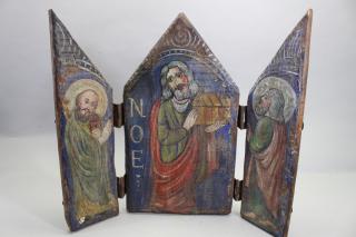 Appraisal: Antique -Part Russian Wooden Icon Height inches