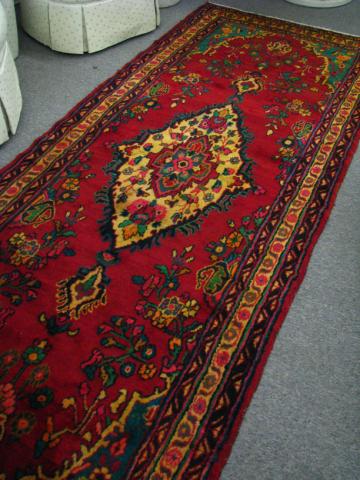 Appraisal: x Hamadan rug maroon field navy and mustard border green