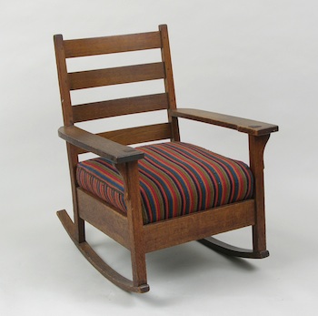 Appraisal: Gustav Stickley Open Arm Rocker ca - With four back