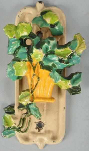 Appraisal: Cast Iron Hubley Ivy in Yellow Basket Doorknocker Description No