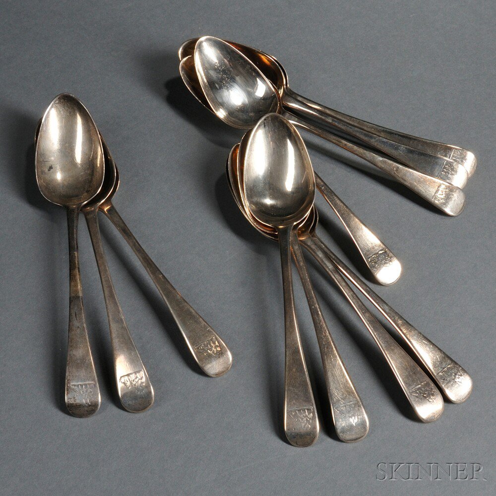 Appraisal: Eleven English Sterling Silver Place Spoons London six George III