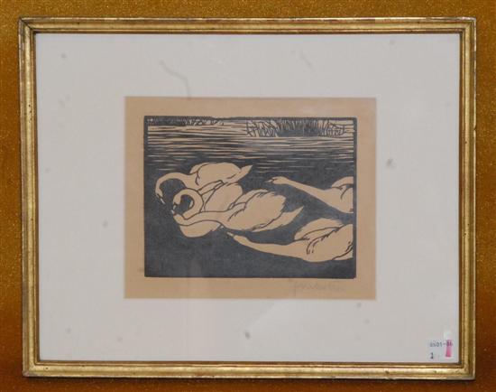 Appraisal: FELIX VALLOTTON - Woodcut Swans Signed and undated x in