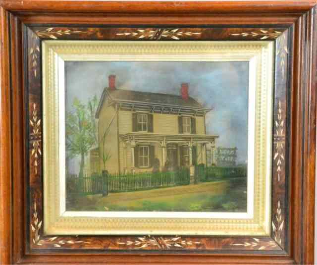 Appraisal: TH CENTURY HAND COLORED TINTYPETintype depicting a home with three